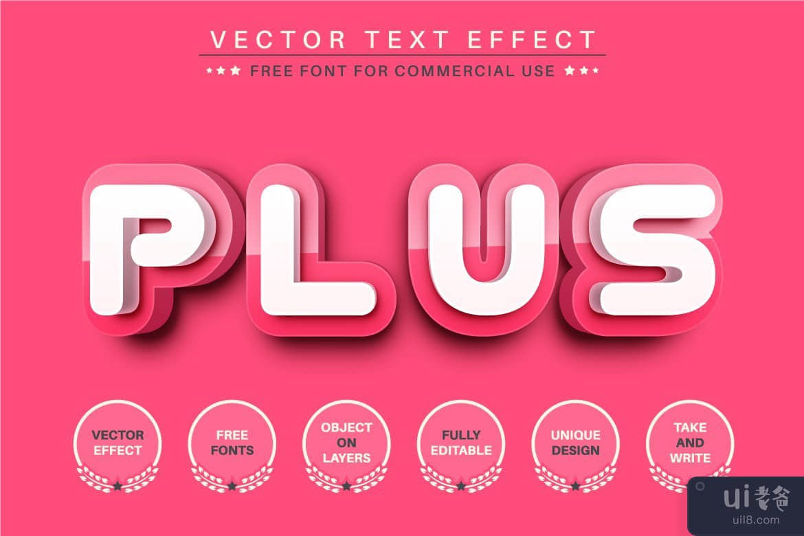 3D 粉色 - 可编辑文本效果，字体样式(3D Pink - Editable Text Effect, Font Style)插图4