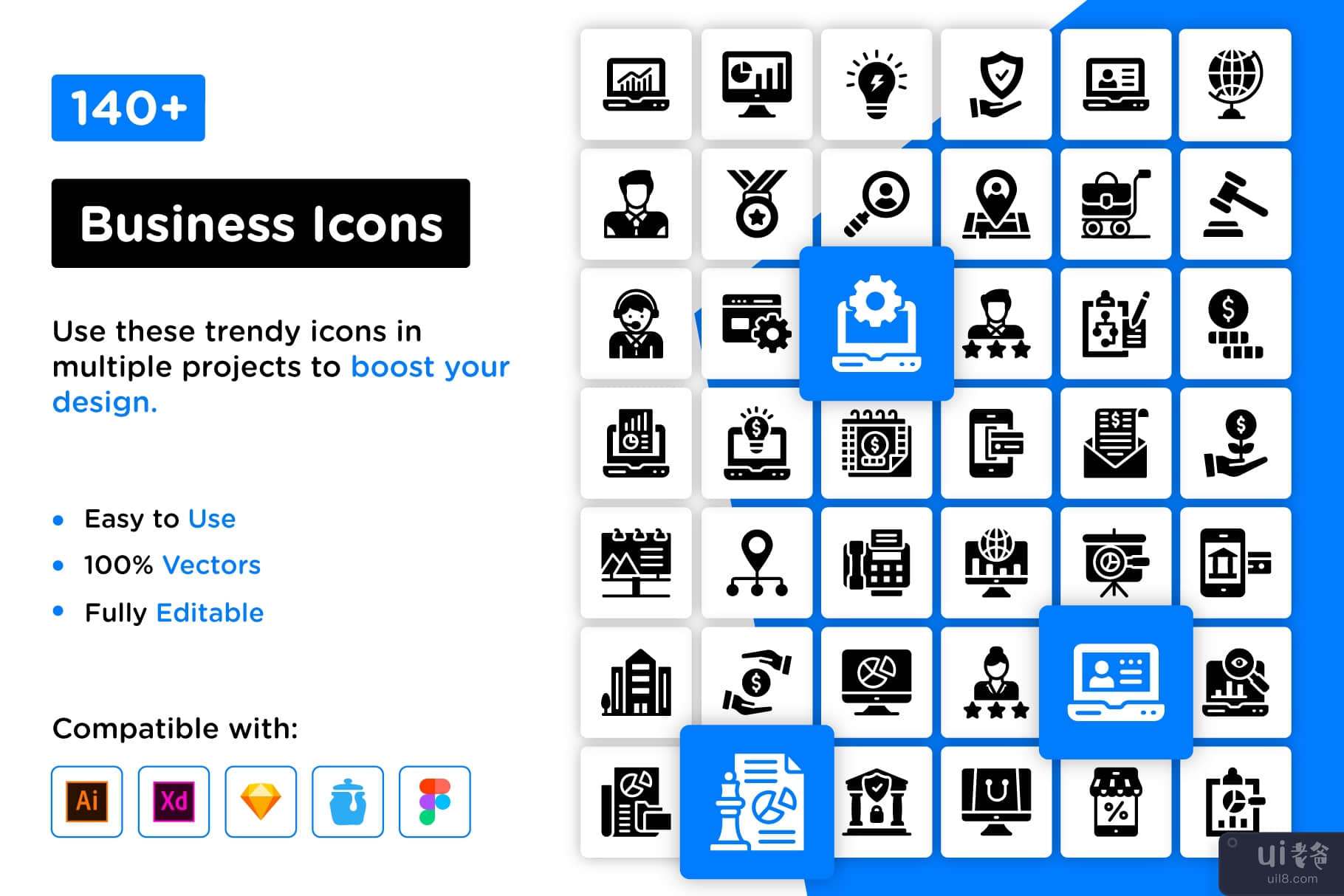 145 个商业字形图标(145 Business Glyph Icons)插图9