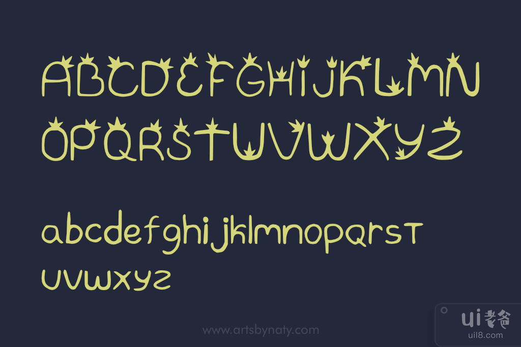 幼稚的星空手写字体。(Childish Starry Handwritten Font.)插图2