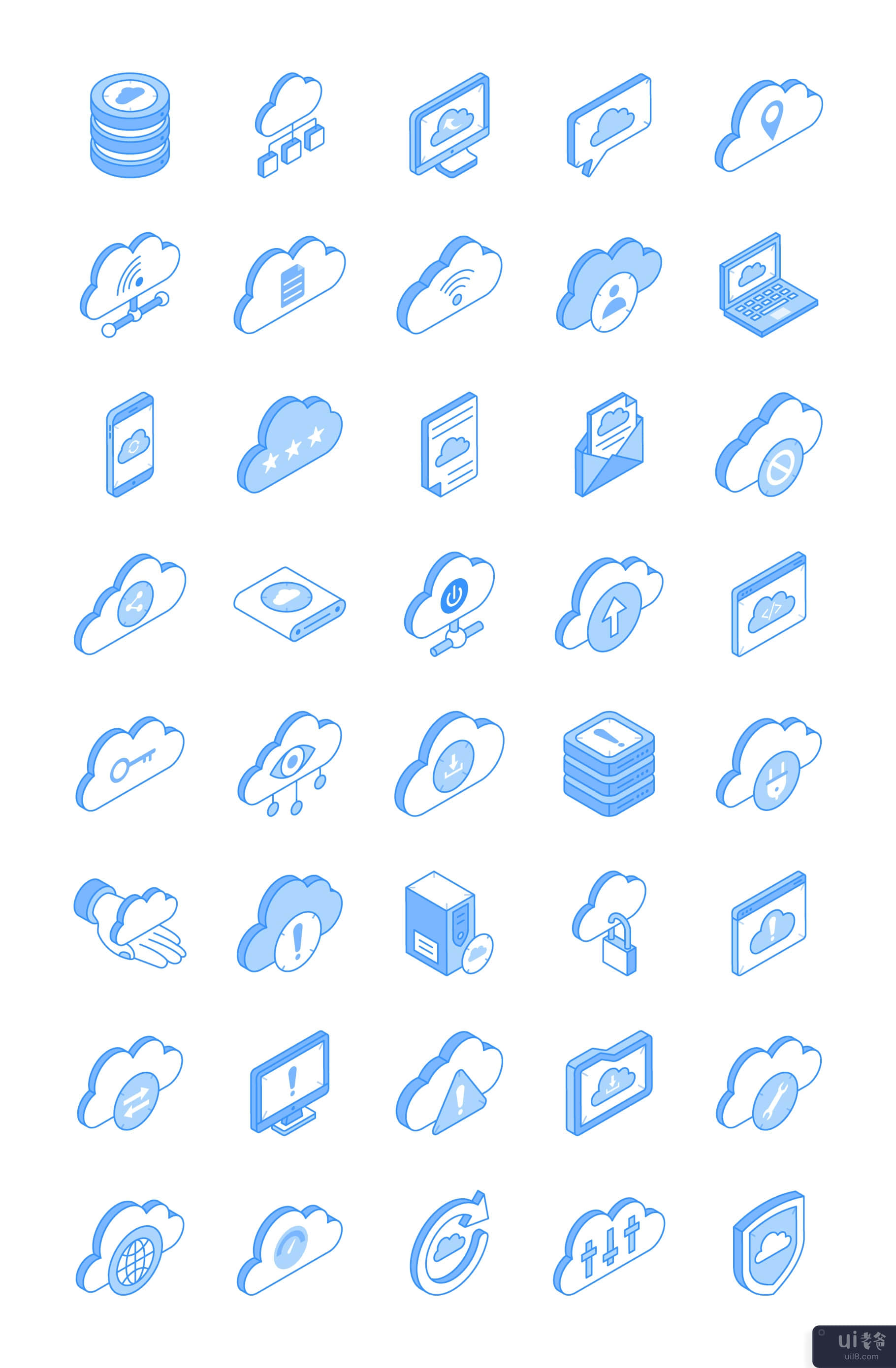 40 等距云托管图标(40 Isometric Cloud Hosting Icons)插图4