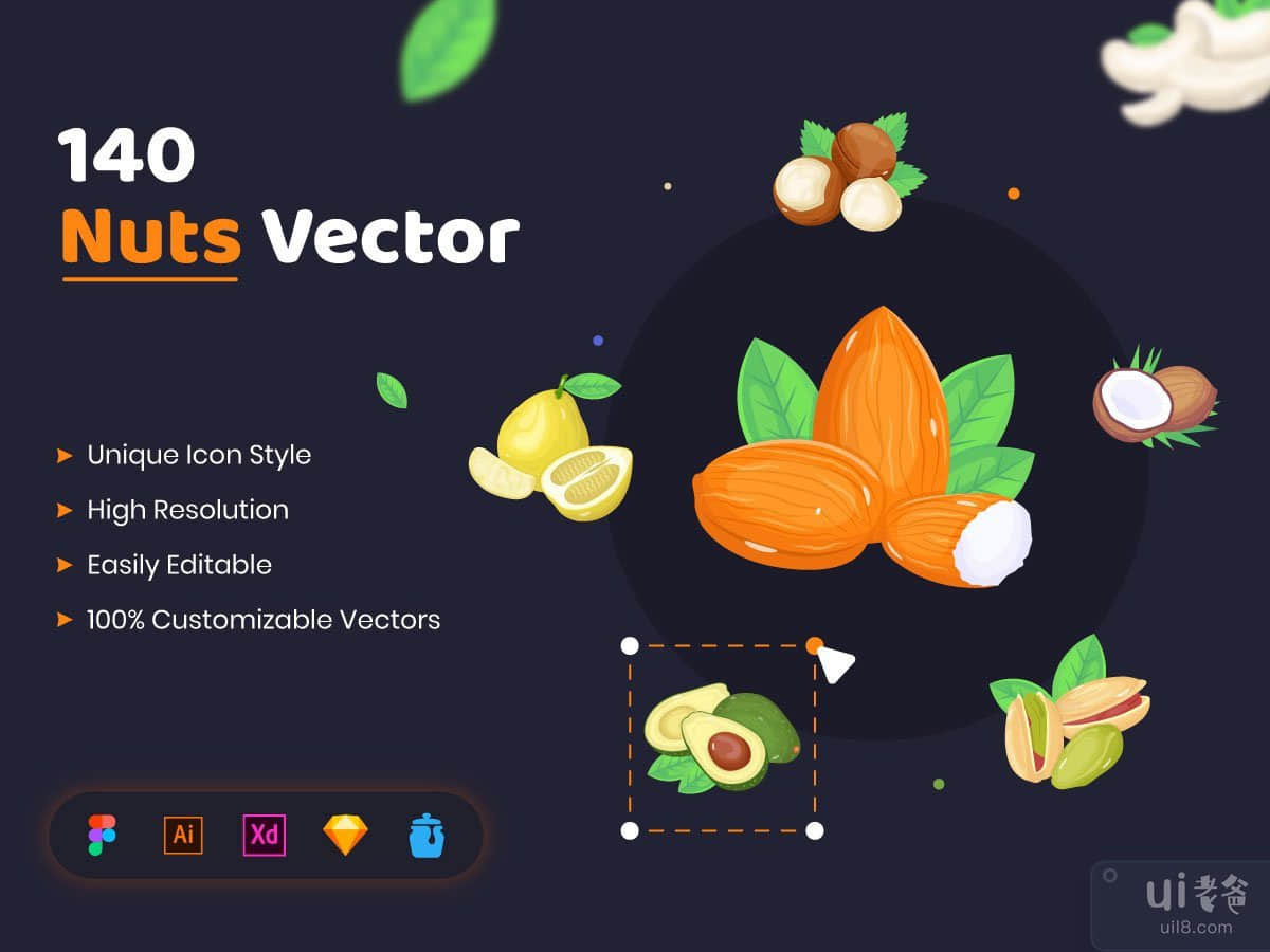 140 Nuts Isometric Icons 