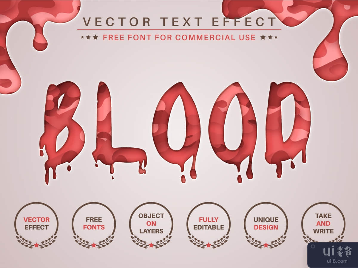 Blood Paper -  Editable Text Effect, Font Style