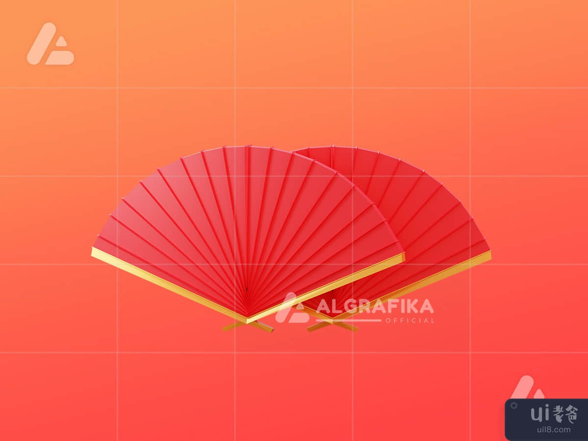 3d chinese new year object hand fan