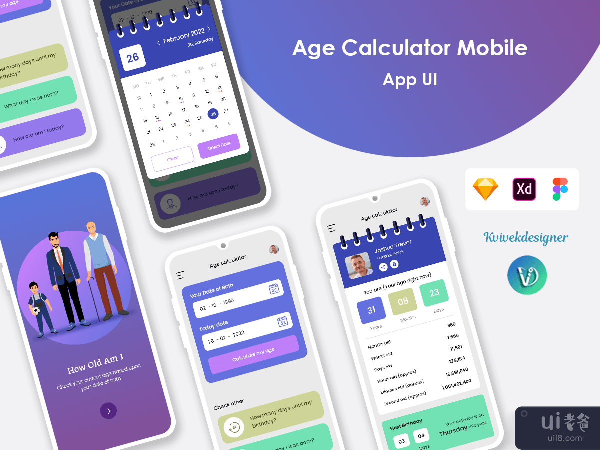 Age Calculator Mobile App UI Kit