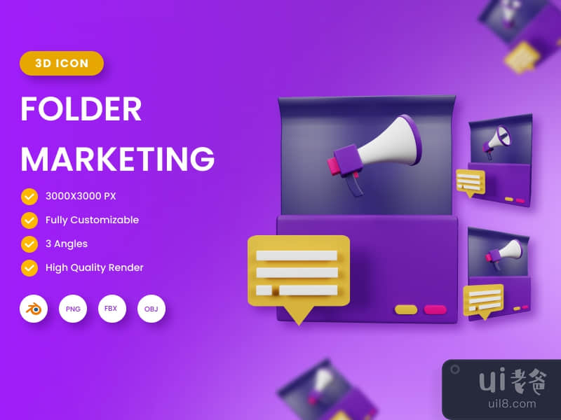 3D Folder Marketing illustration