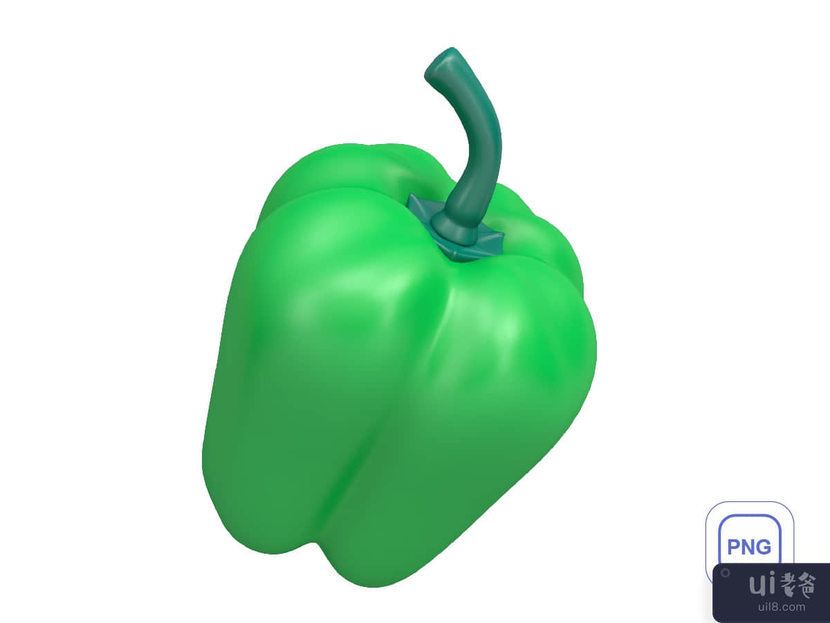 Icon 3d rendering elements fruit Bell pepper