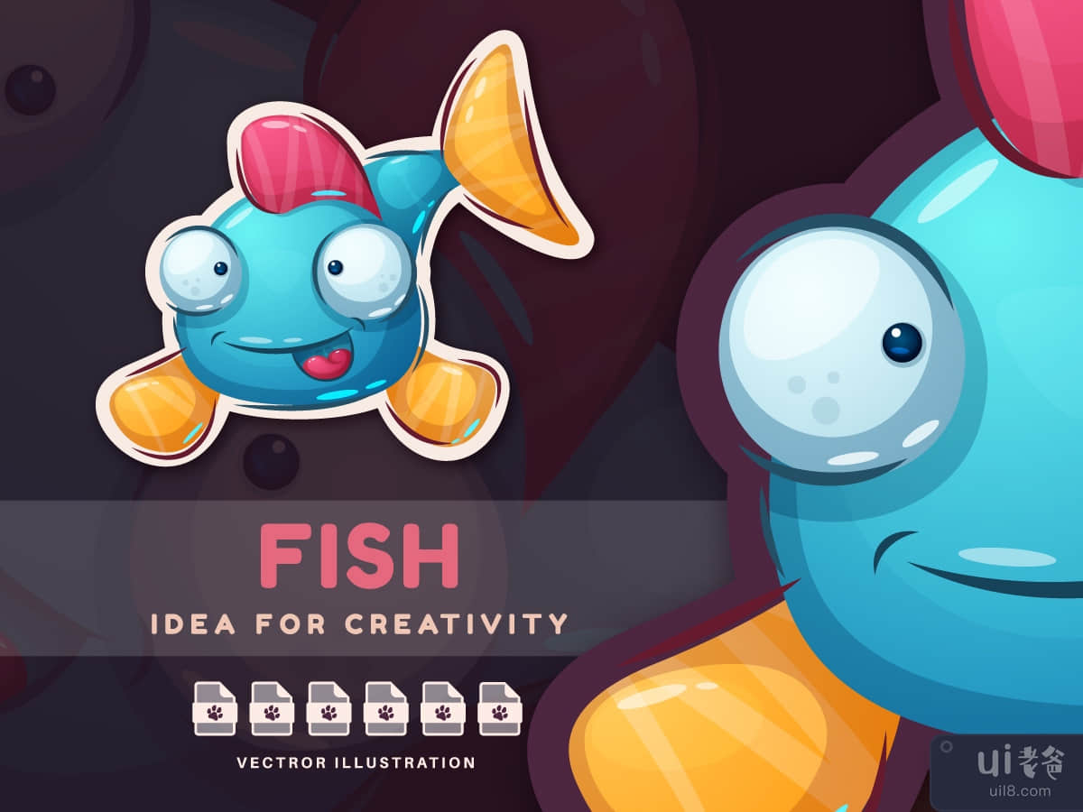 Cartoon Character Animal Fish - Cute Sticker