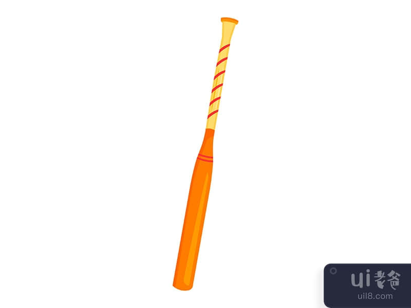 Baseball bat semi flat color vector object