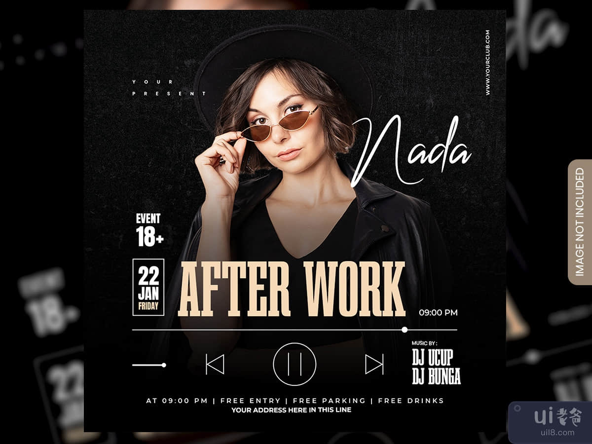 After Work dj party flyer or social media post and web banner