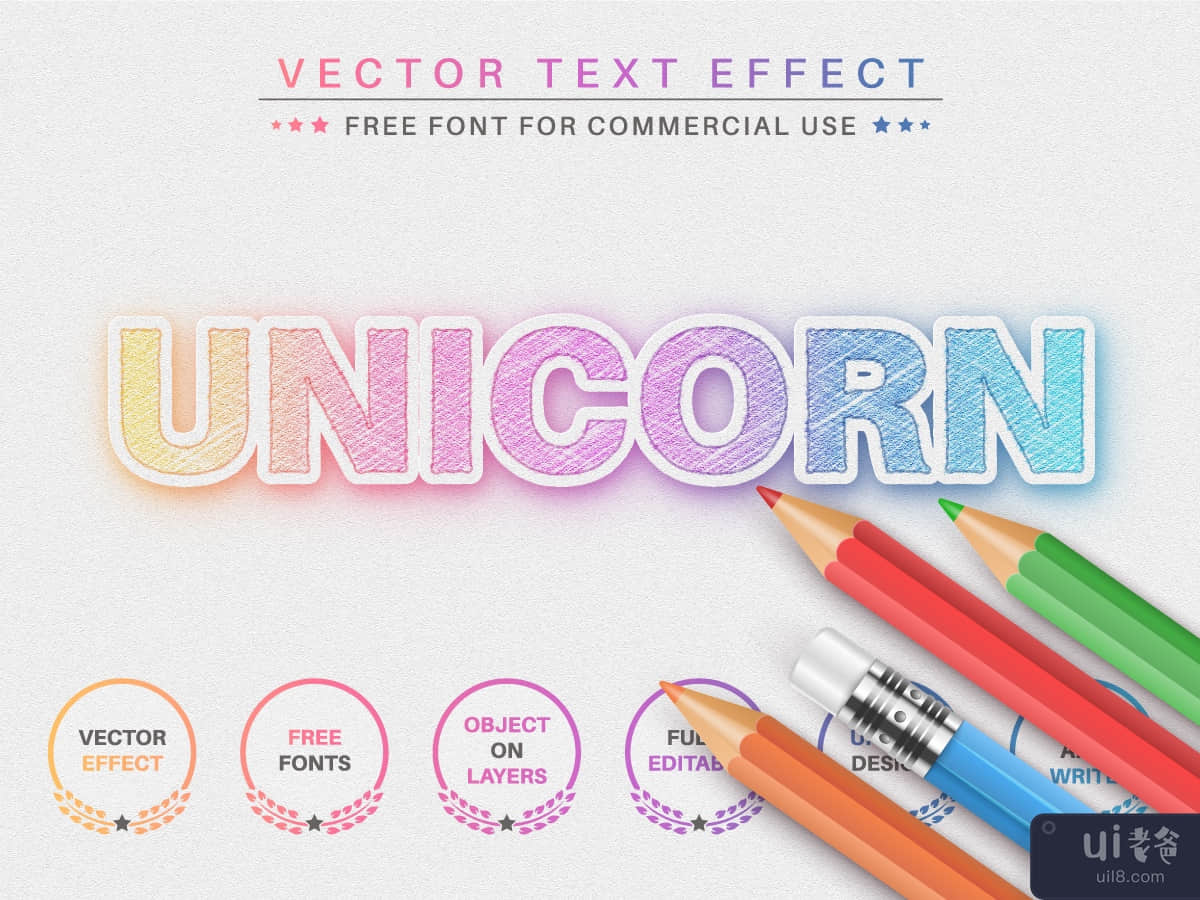 Color Pencil - Editable Text Effect, Font Style