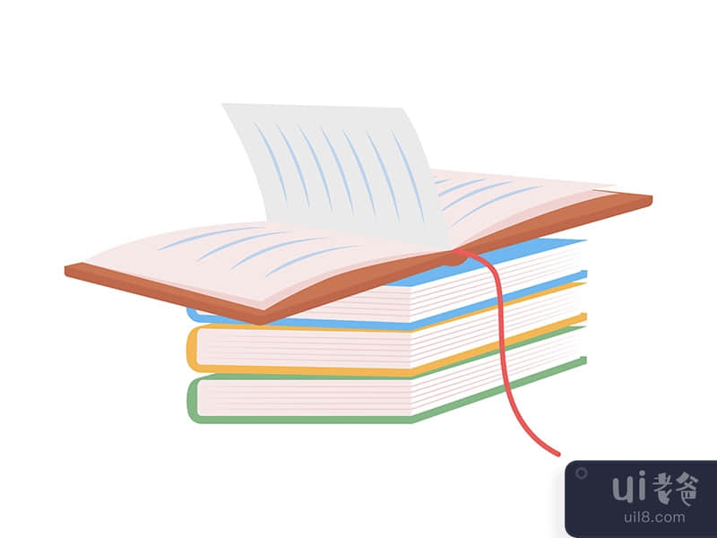 Book stack semi flat color vector item