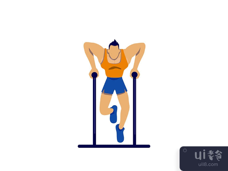 Athlete on bar flat color vector faceless character