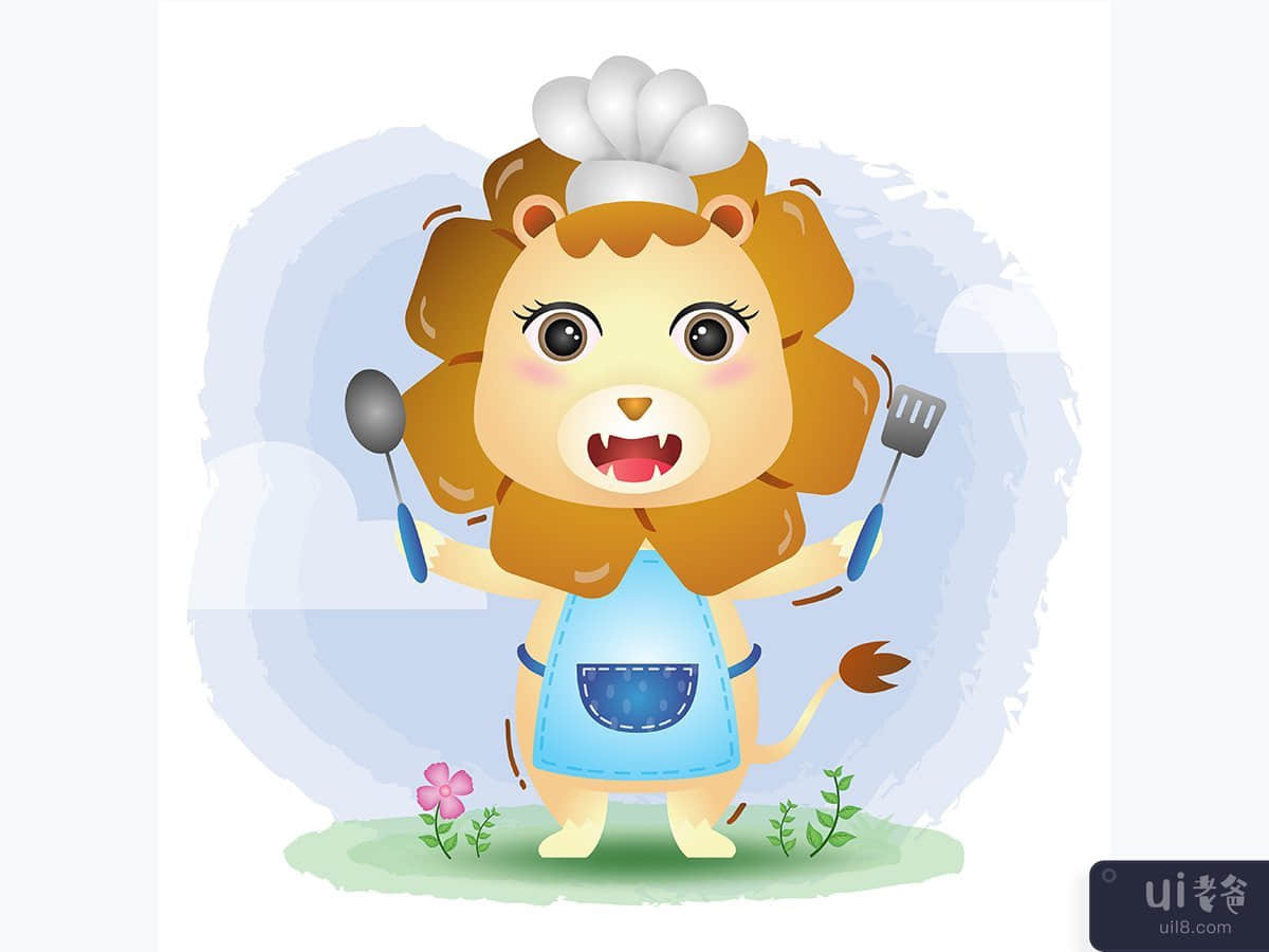 一个可爱的小狮子厨师(a cute little lion chef)插图2