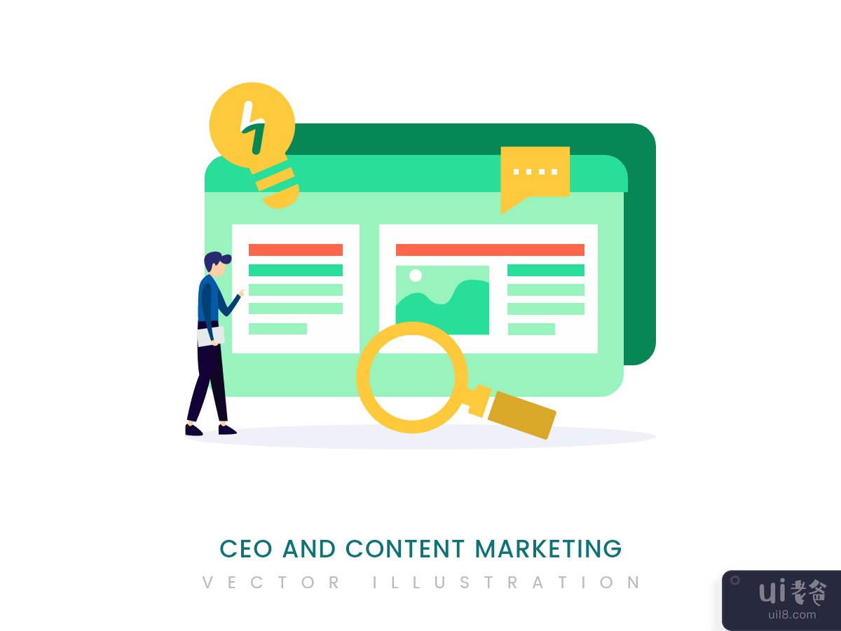 首席执行官和内容营销矢量图(Ceo and content marketing vector illustration)插图2