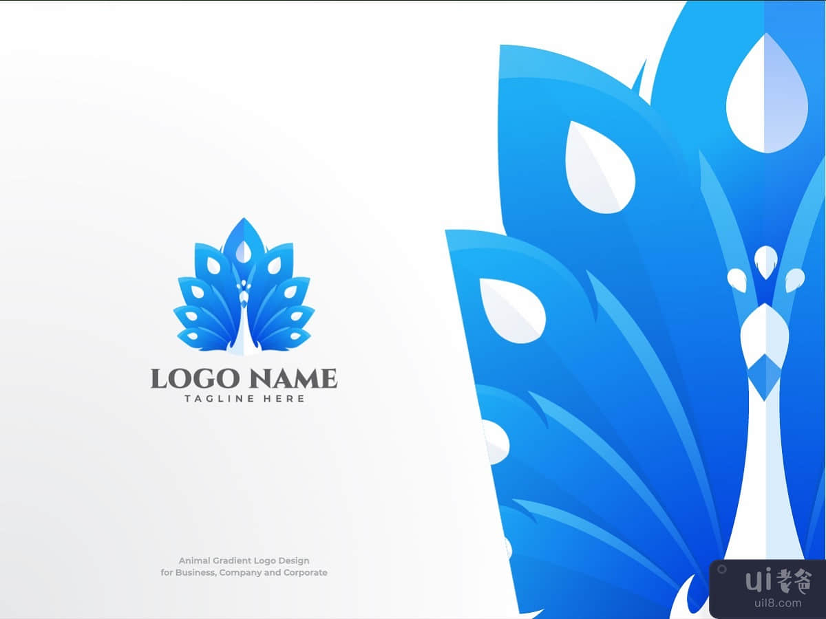 Blue Peacock Gradient Logo Colorfull Design Template