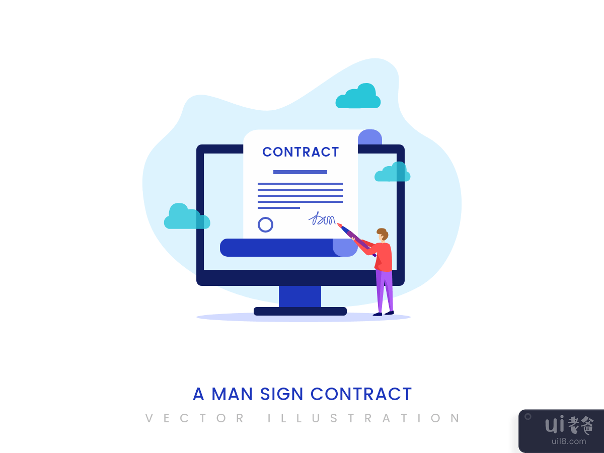 A man sign contract vector illustration