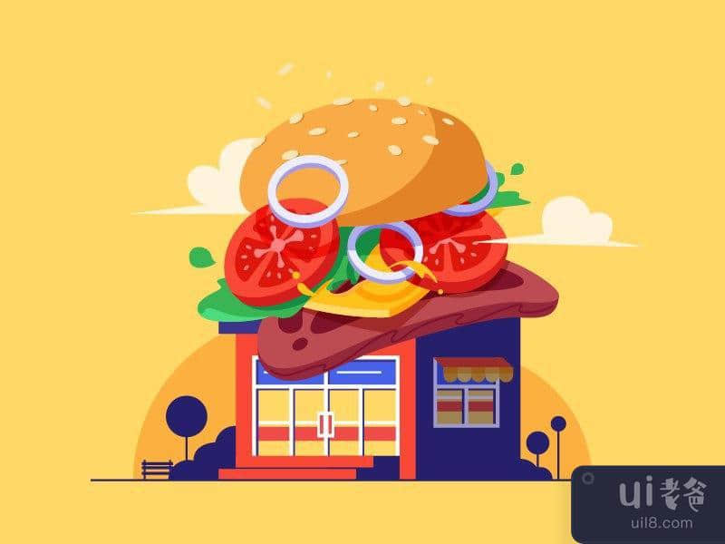 Burger shop illustration