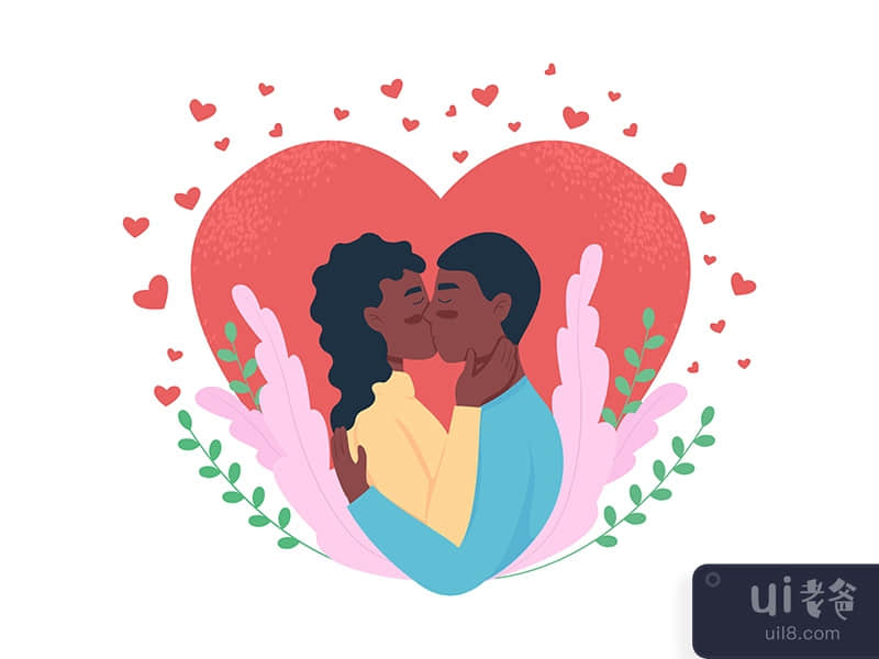 Couple in love 2D vector isolated illustration