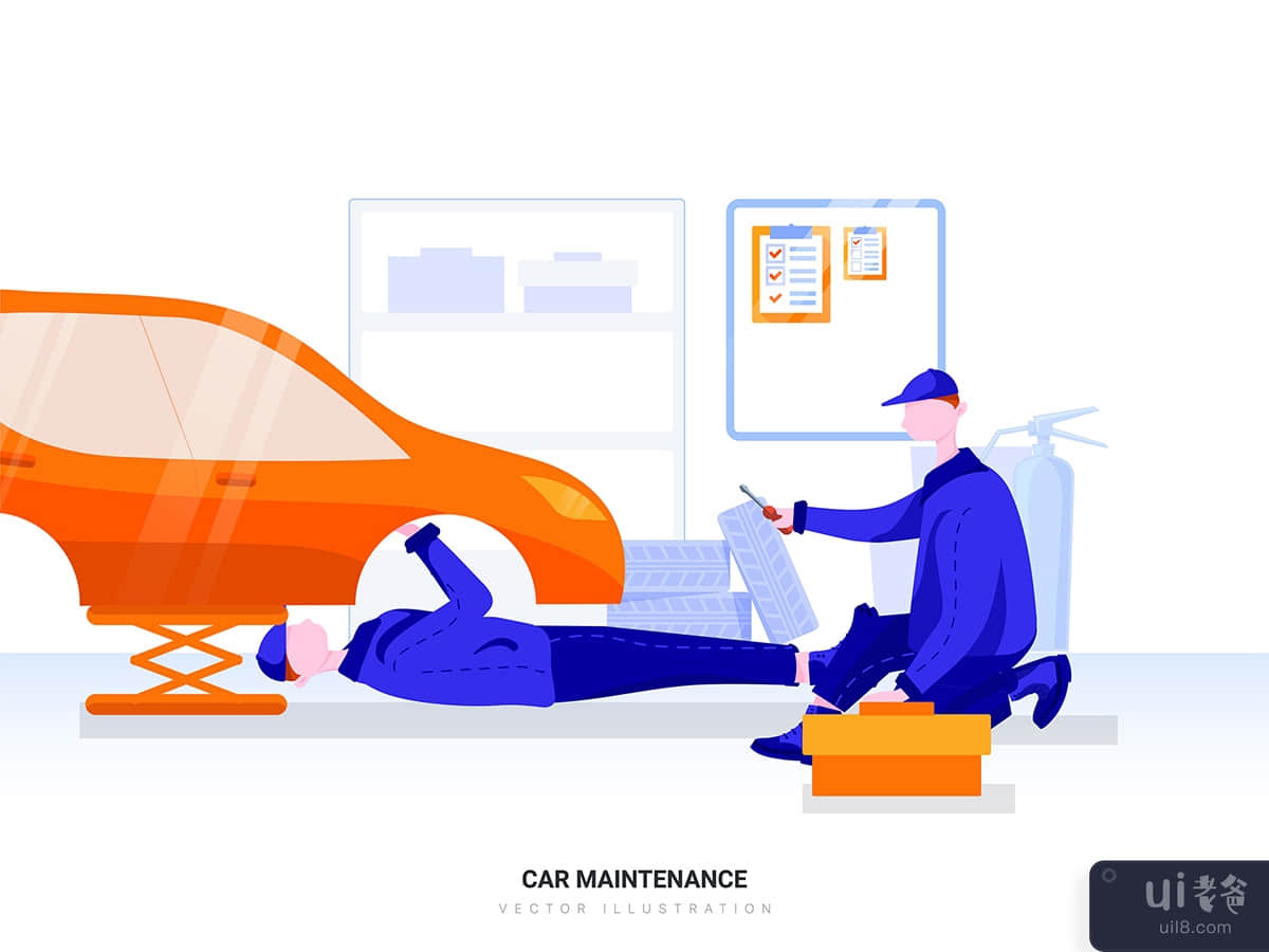 Car Maintenance Vector Illustration