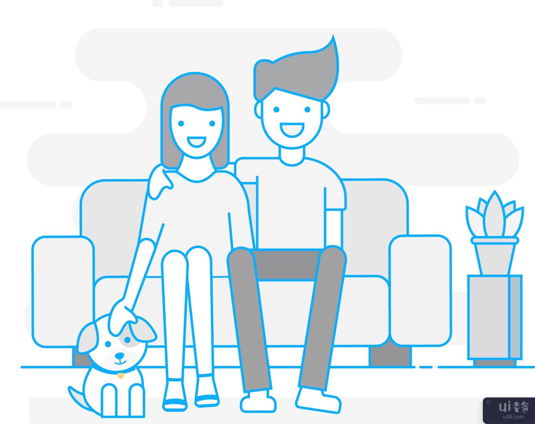 坐在沙发上的情侣(couple sitting on sofa)插图2
