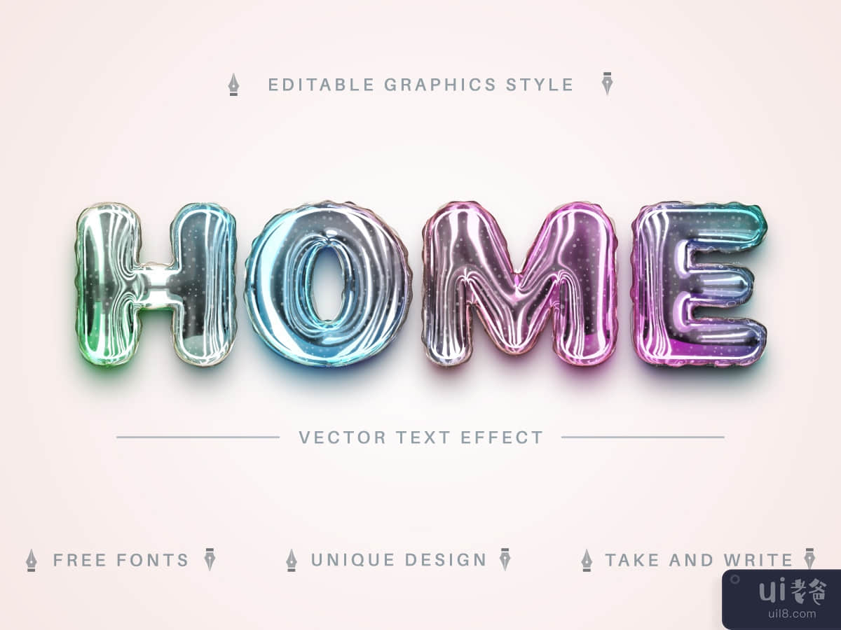 Bubble Holo - Editable Text Effect, Font Style