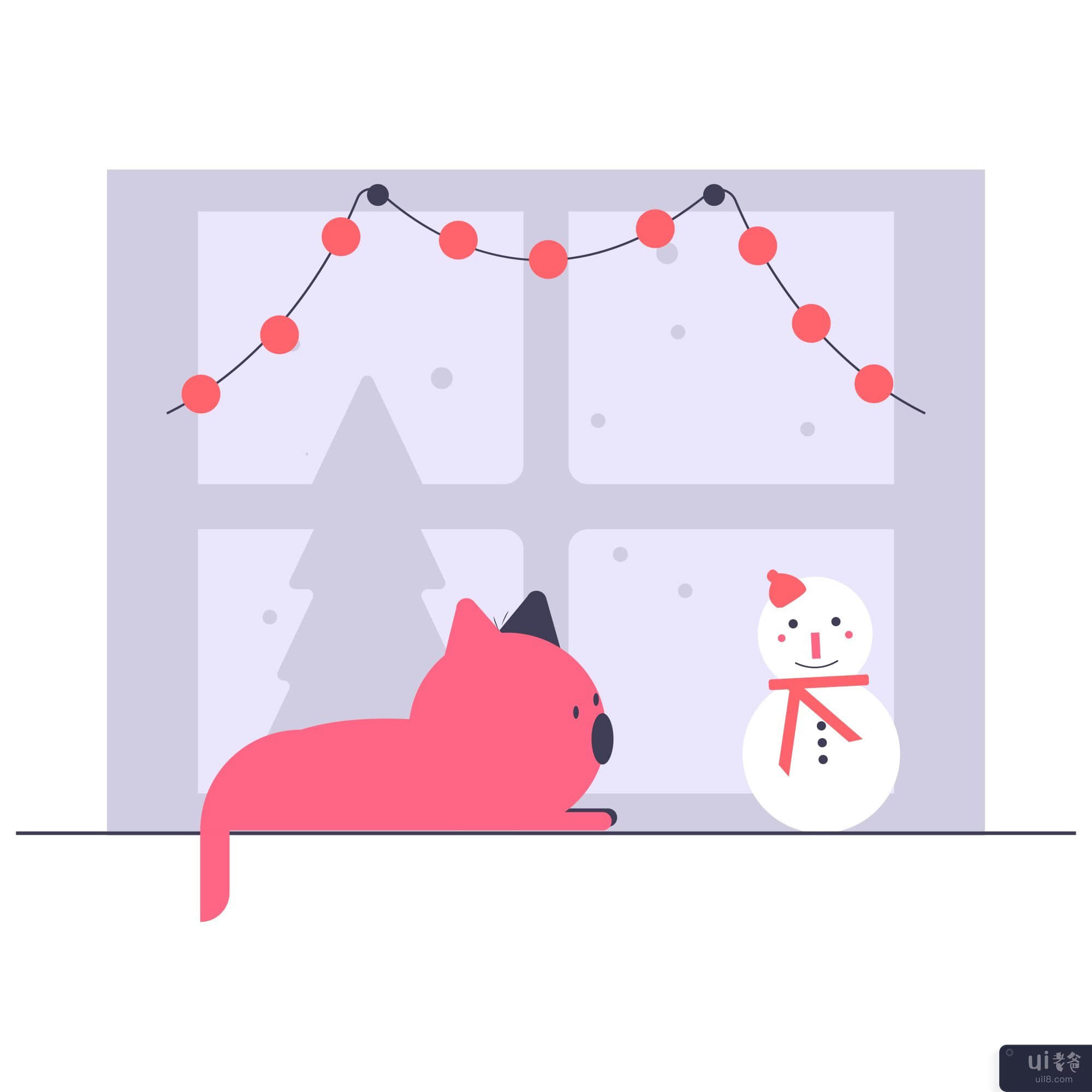 有雪插图的圣诞朋友(Christmas friends with snow illustration)插图2