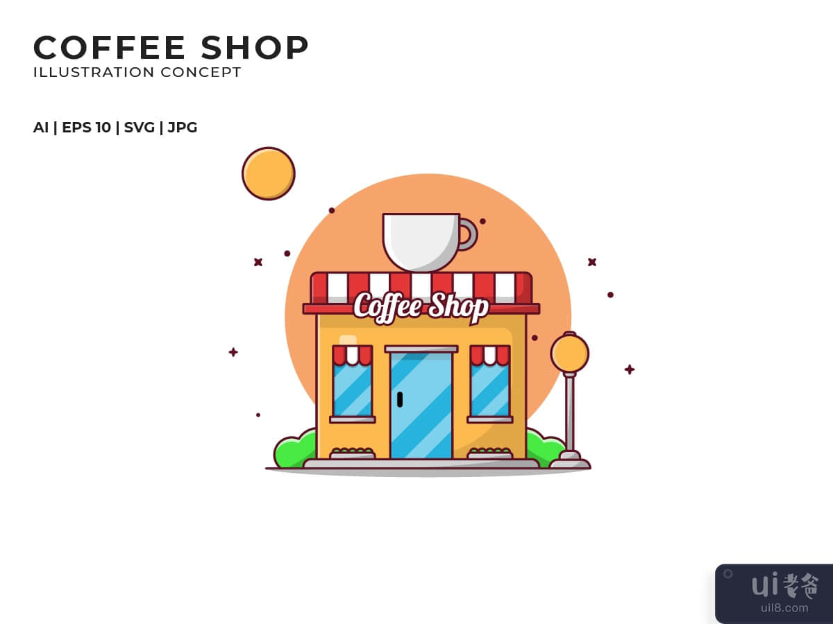 Coffee Shop Cartoon Vector Illustration