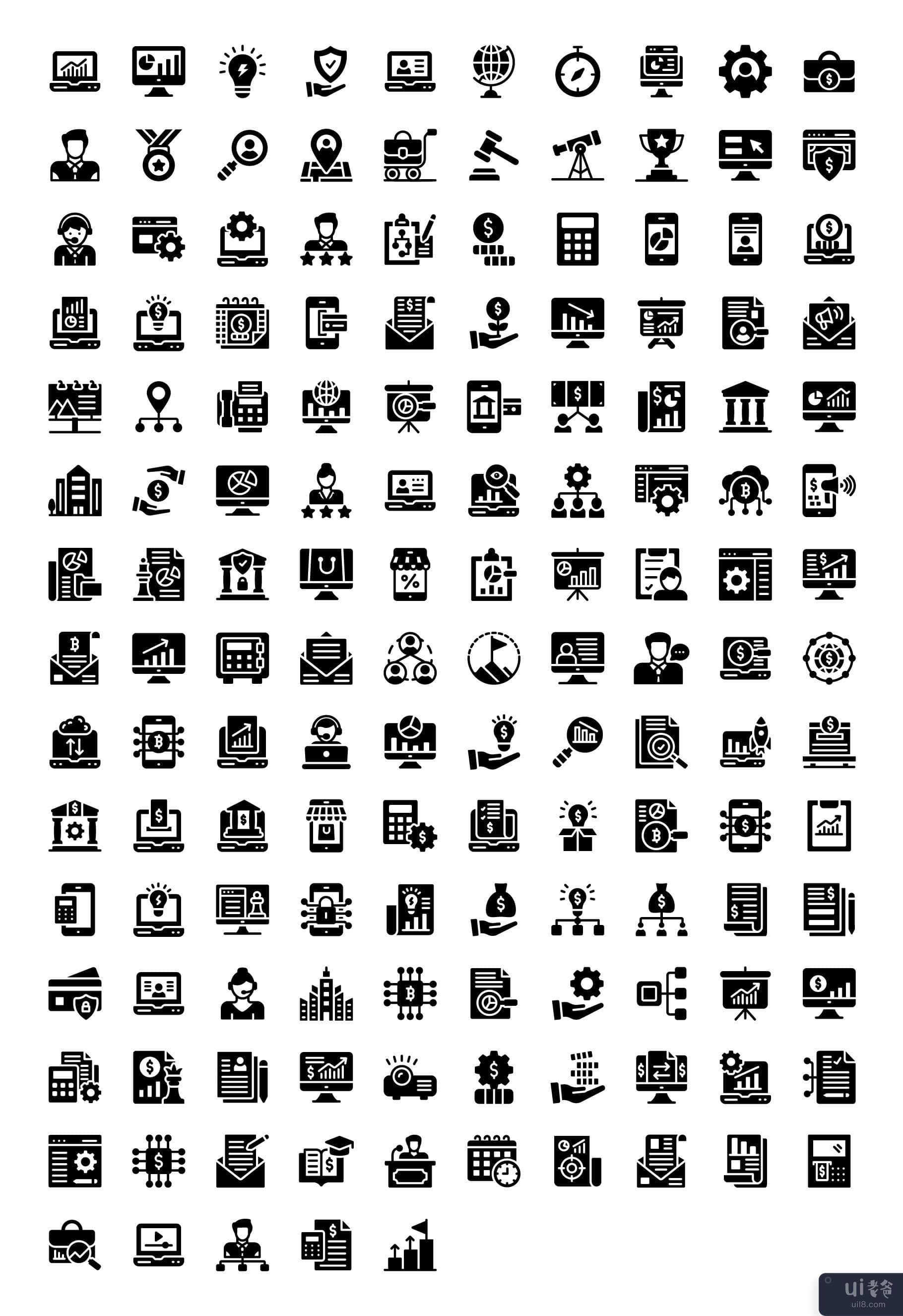 145 个商业字形图标(145 Business Glyph Icons)插图2