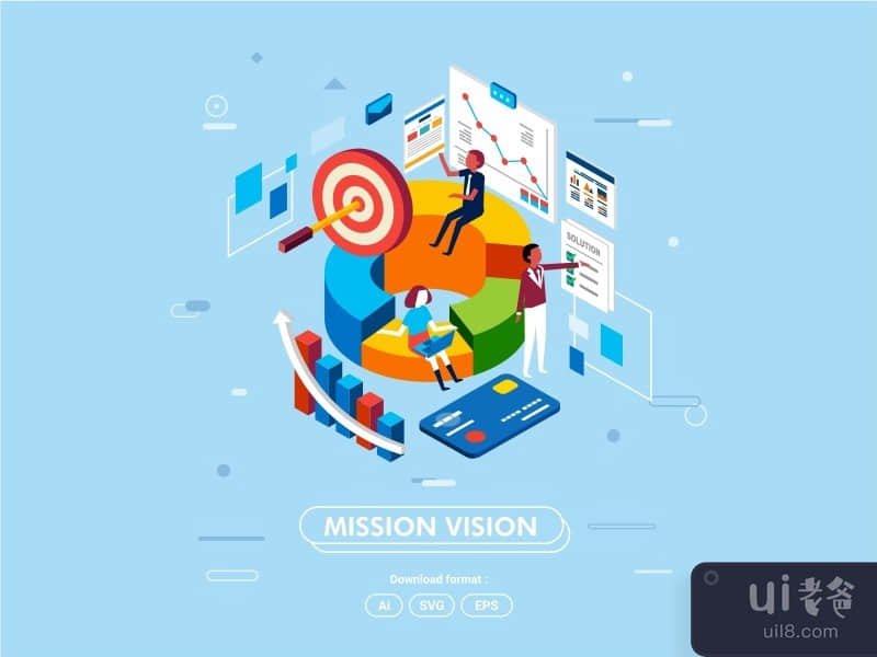 Company vision business chart concept isometric