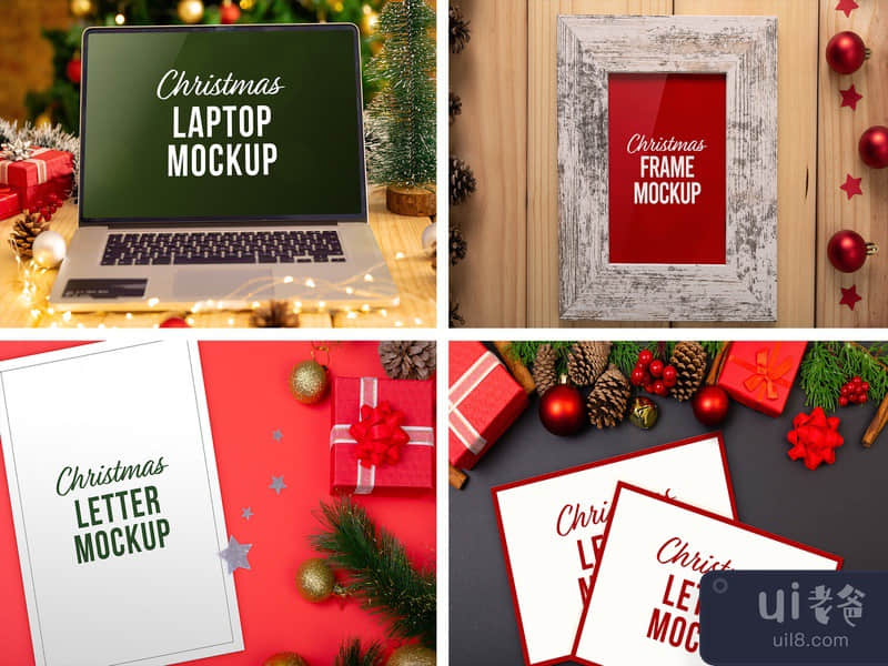 Christmas Laptop, Letter & Frame Mockup