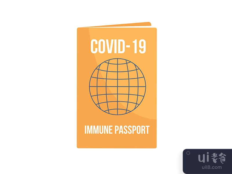Covid19 immunity passport semi flat color vector object