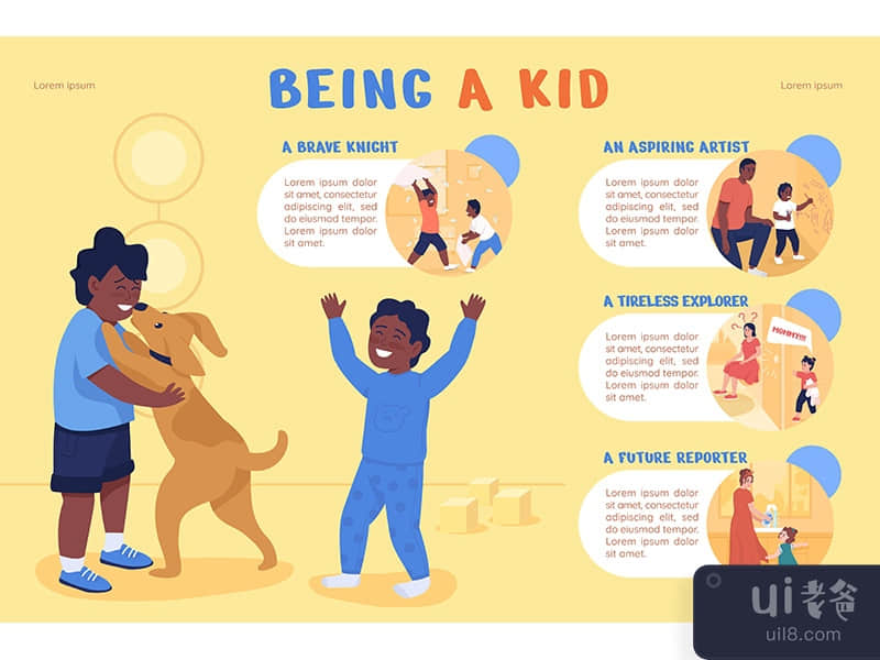 Being a kid flat color vector infographic template