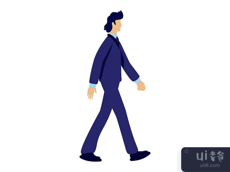 Confident office manager in dark blue suit semi flat color vector character