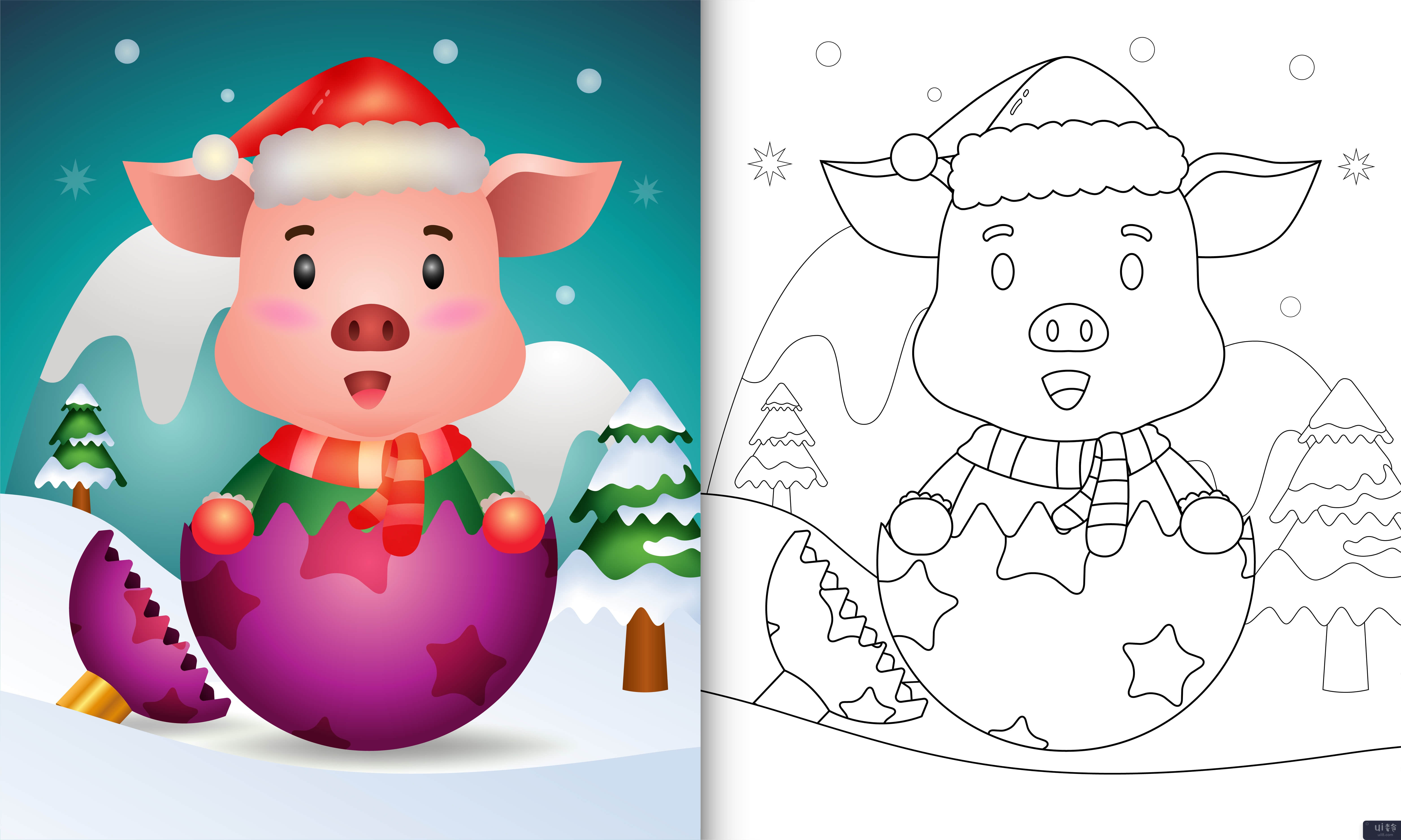 带可爱猪的孩子的图画书(coloring book for kids with a cute pig)插图2