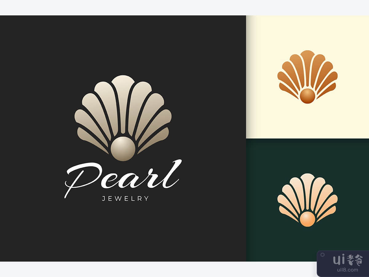 Abstract Pearl or Jewelry Logo in Luxury and Shell Shape
