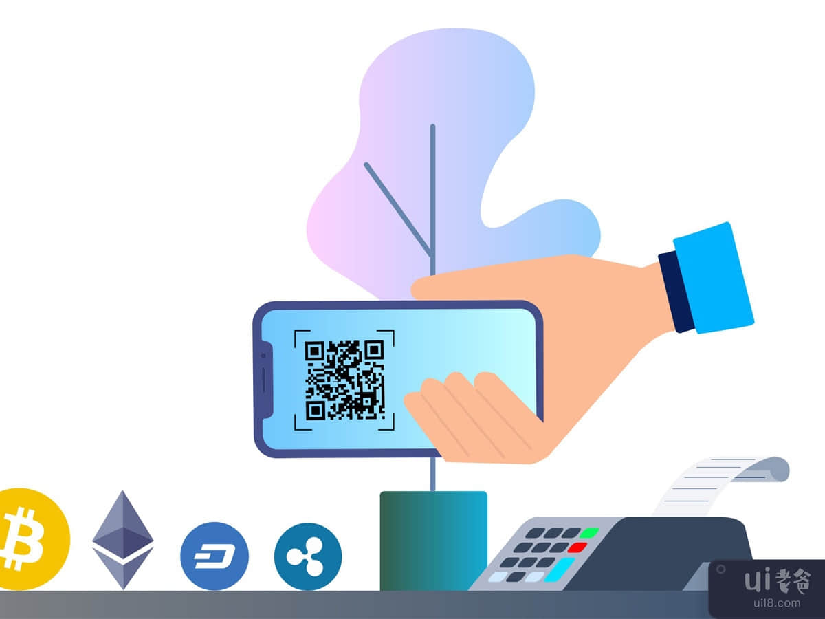 Cryptocurrency Payment 2D Illustration