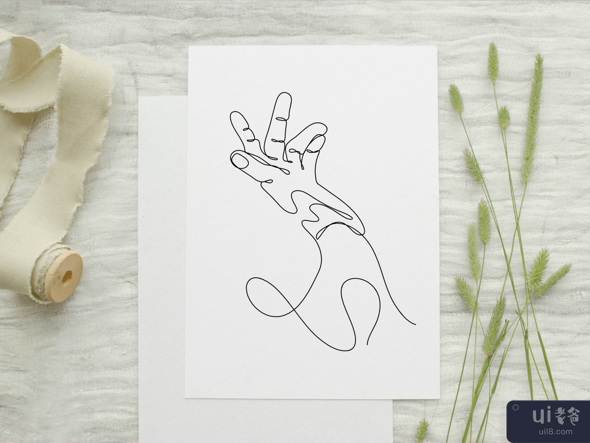 抽象人手单线画艺术奇异美学简单(Abstract Human Hand One line drawing art singulart aesthetic simple)插图3