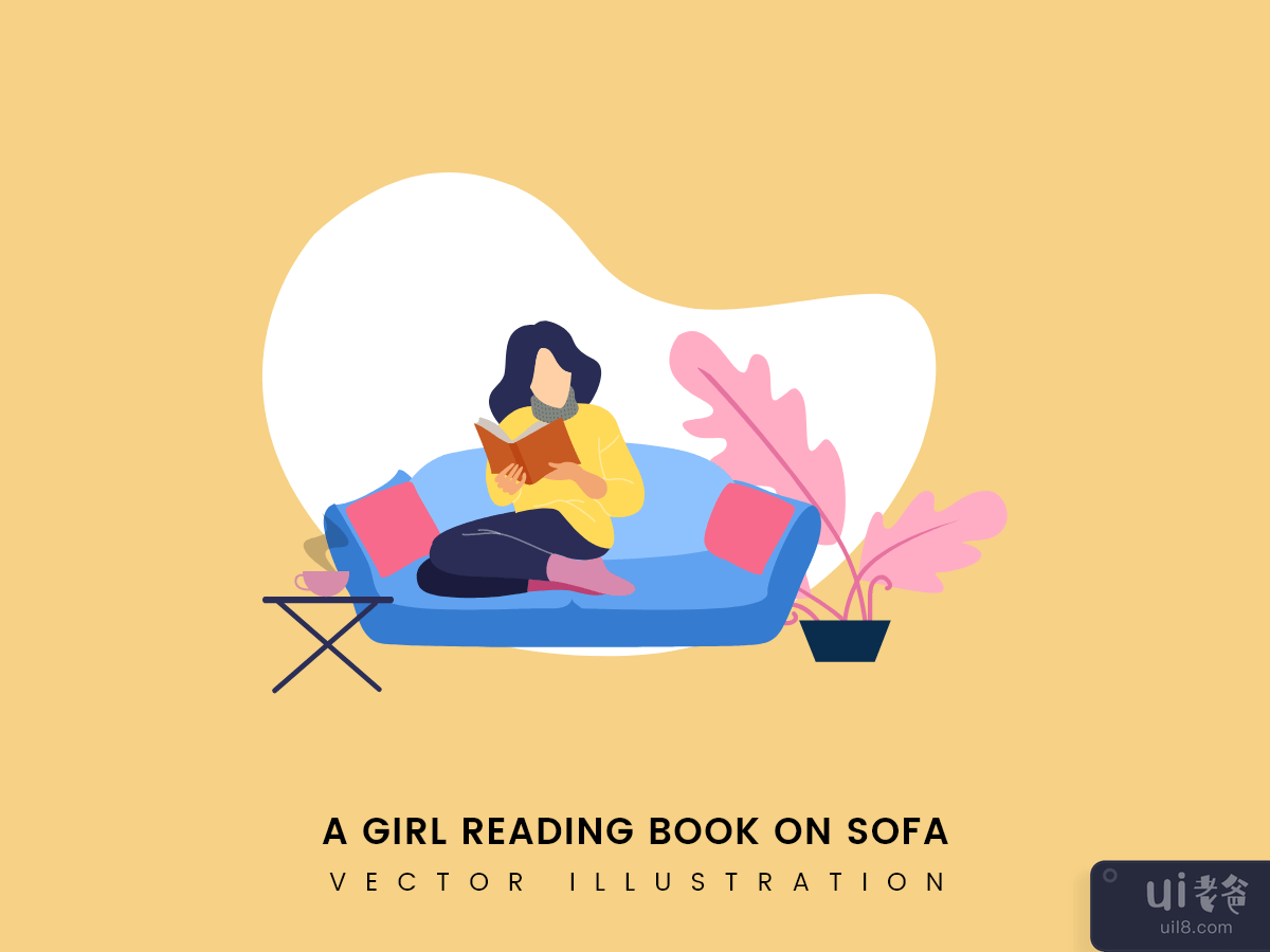A girl reading book on sofa concept
