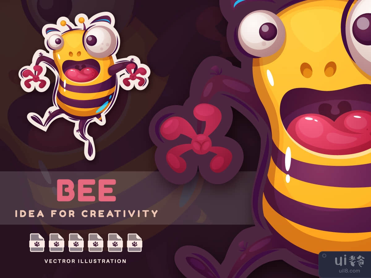 Cartoon Character Crazy Bee - Cute Sticker