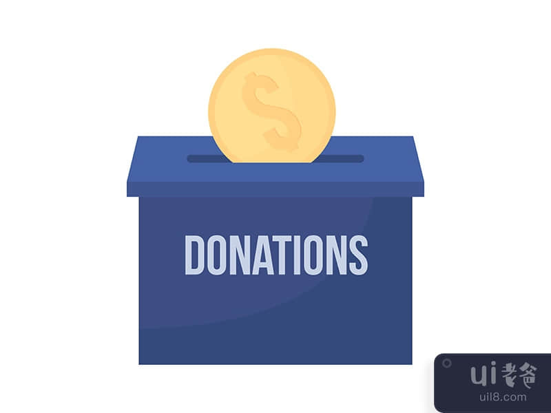 Blue box for donations semi flat color vector item