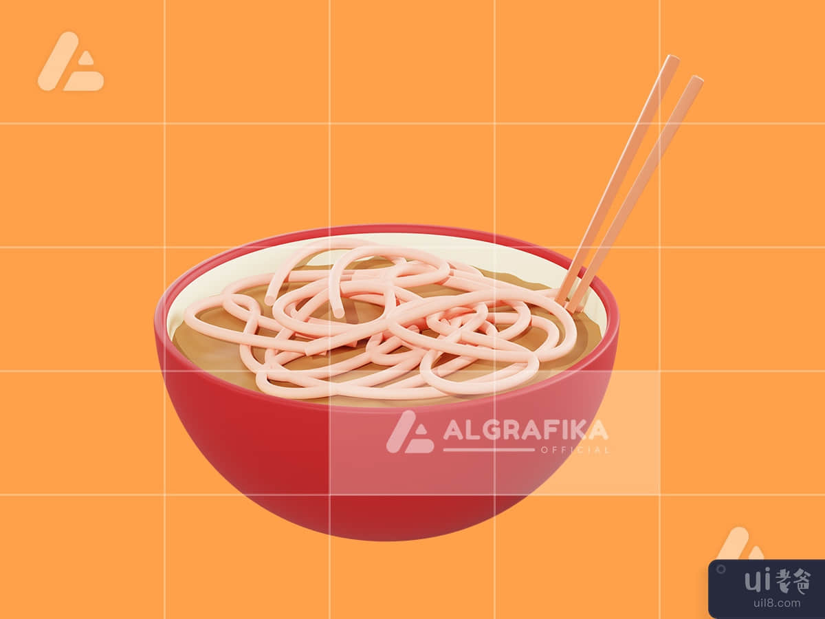 3d illustration noodles object