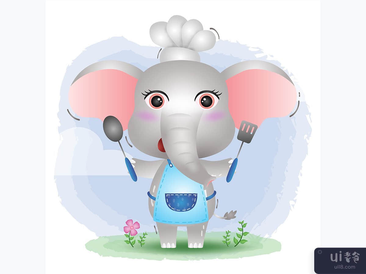 一个可爱的小象厨师(a cute little elephant chef)插图2