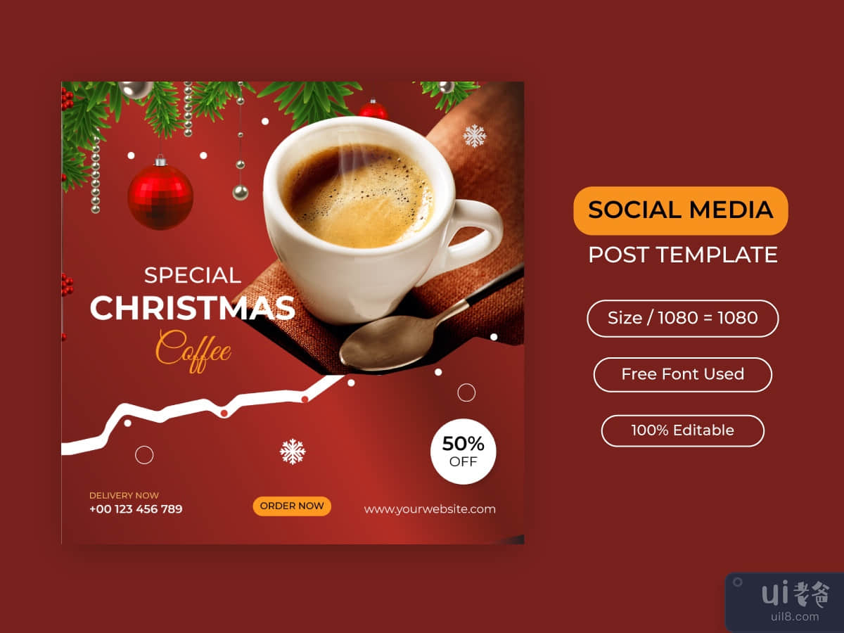 Christmas food sale promotion social media template