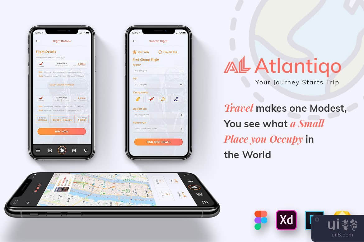 Atlantigo-Travel & Flight Booking Mobile App UI Kit(Atlantigo-Travel & Flight Booking Mobile App UI Kit)插图3