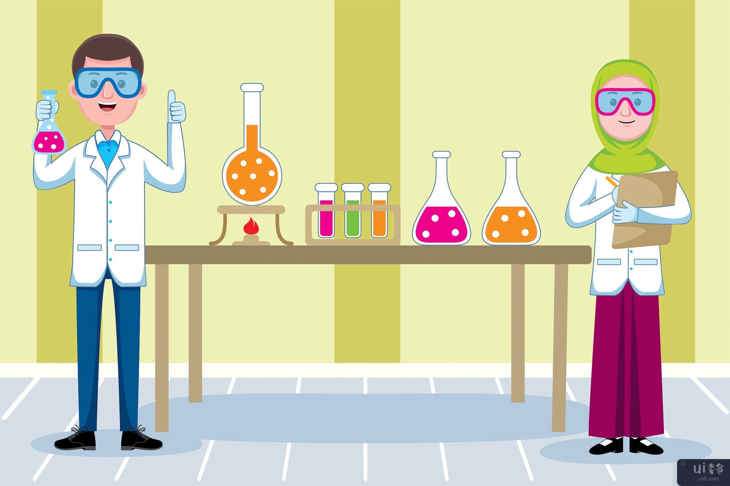 化学家职业矢量图(Chemist Profession Vector Illustration)插图2