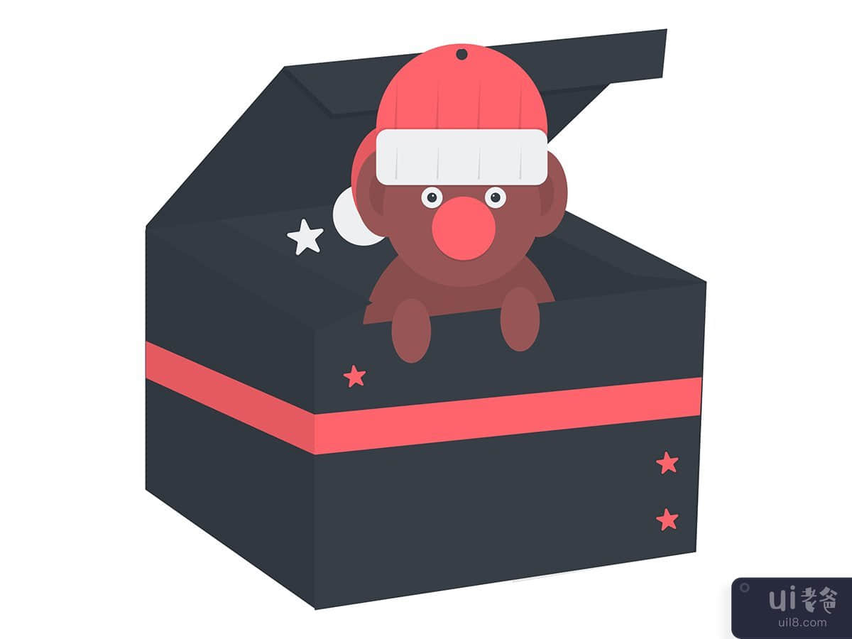 Christmas surprise gift box illustration