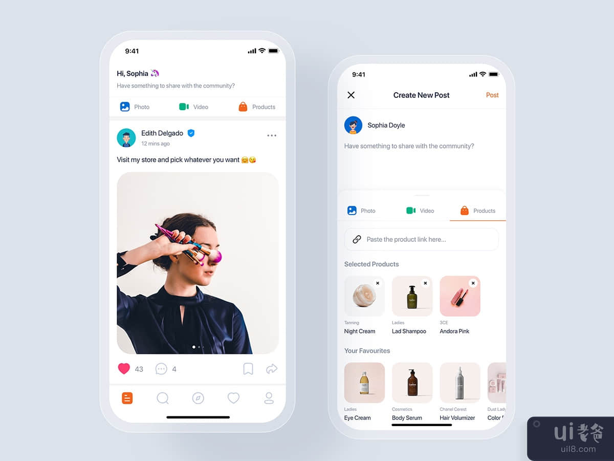 Create a new Post - Beauty mobile UI concept