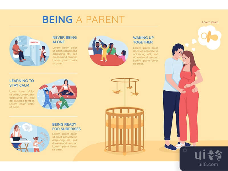 Being a parent flat color vector infographic template