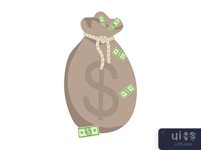 Bag with money semi flat color vector object