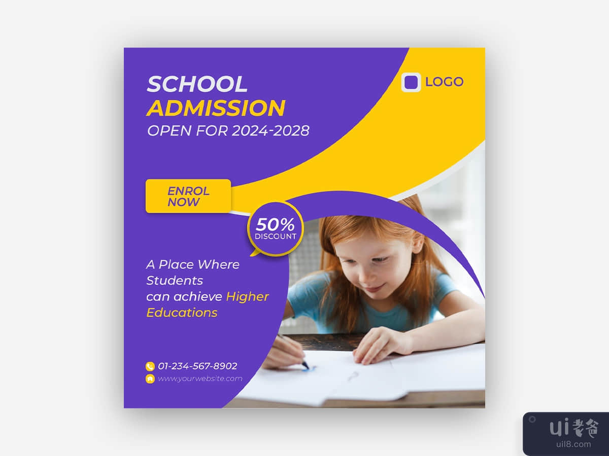 Back to school and school admission social media posts and web ads 